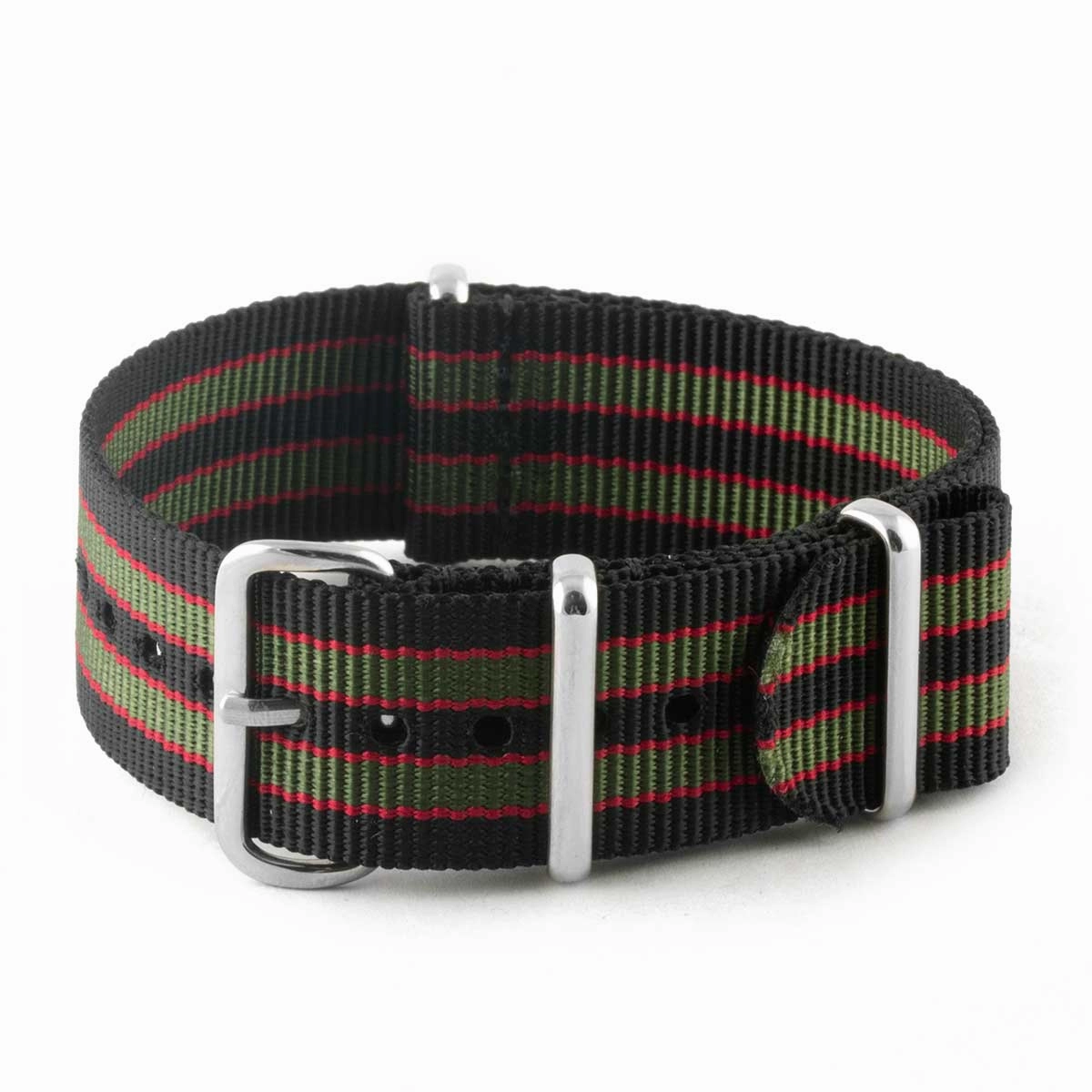 Nylon / fabric nato strap - 3/4 colors stripes (black, brown, blue, red, white, orange, kaki, beige)