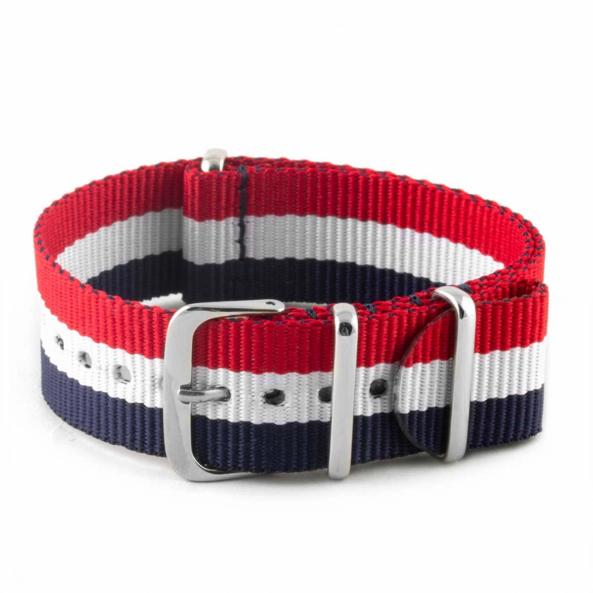 Nylon / fabric nato strap - 3/4 colors stripes (black, brown, blue, red, white, orange, kaki, beige)