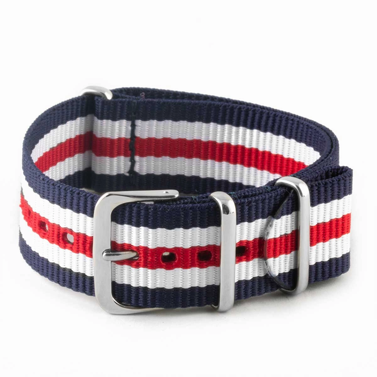 Nylon / fabric nato strap - 3/4 colors stripes (black, brown, blue, red, white, orange, kaki, beige)
