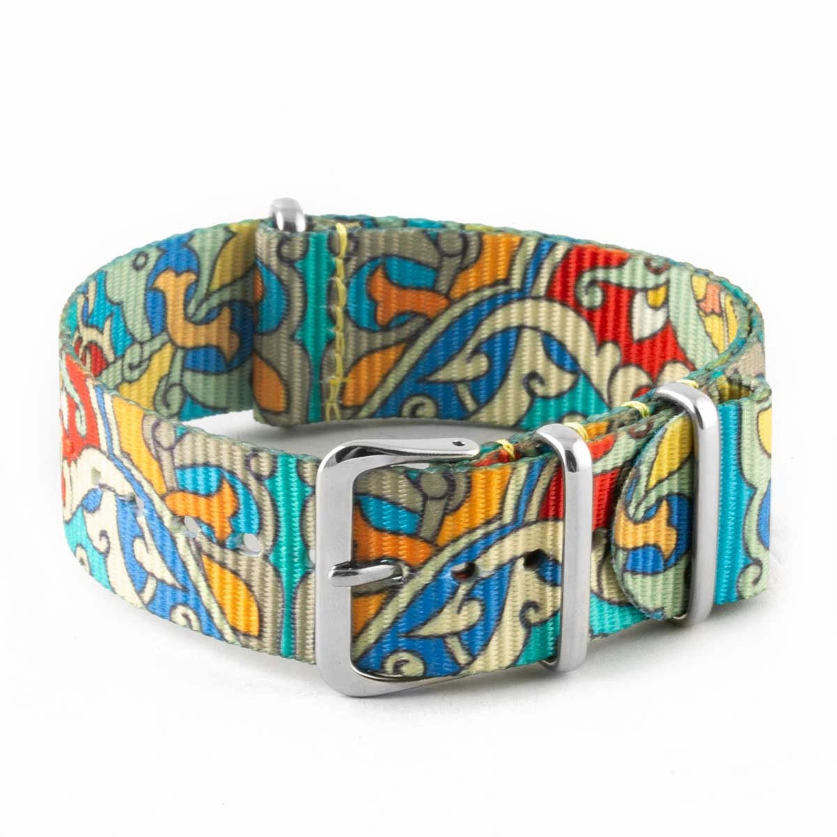 Nylon / fabric nato strap - Exotic (blue, white, grey)