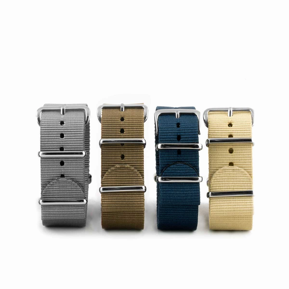 Nylon / fabric nato strap - Plain color (black, brown, grey, blue, red, white, orange, kaki, pink...)