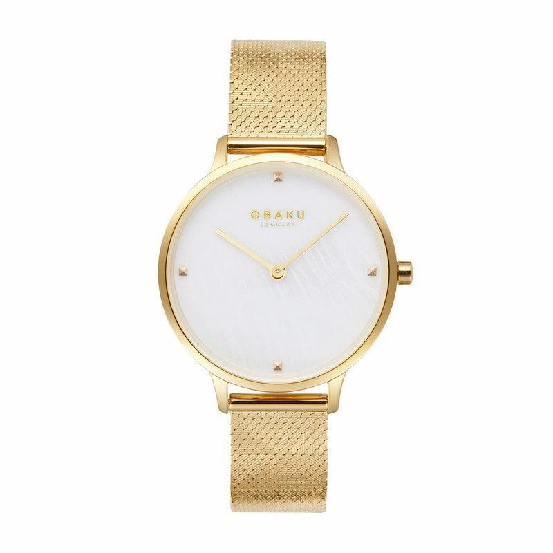 Obaku Figen Gold - MOP Dial Stainless Steel Ladies Watch V295LXGWHG