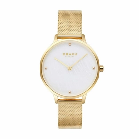 Obaku Figen Gold - MOP Dial Stainless Steel Ladies Watch V295LXGWHG