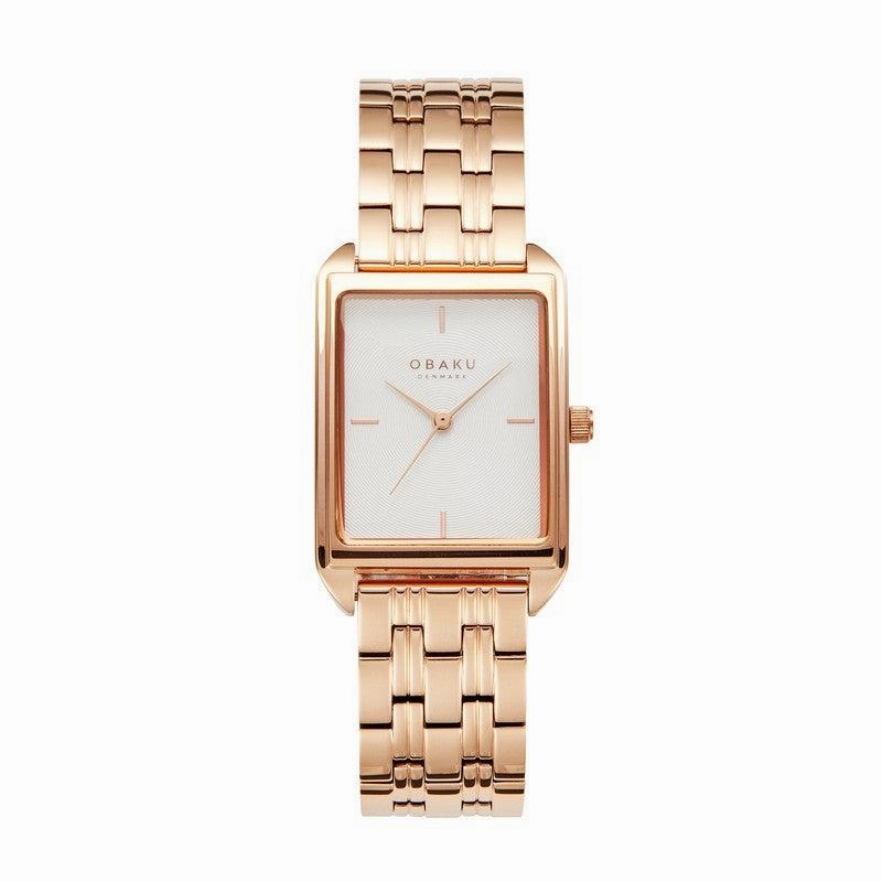 Obaku Kamille - Fushsia White Dial IP Rose Gold Steel Ladies Watch V293LXVISV