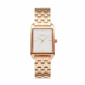 Obaku Kamille - Fushsia White Dial IP Rose Gold Steel Ladies Watch V293LXVISV