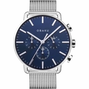 Obaku Men's Watch - Classic Quartz Blue Dial Stainless Steel Bracelet | V232GCCLMC