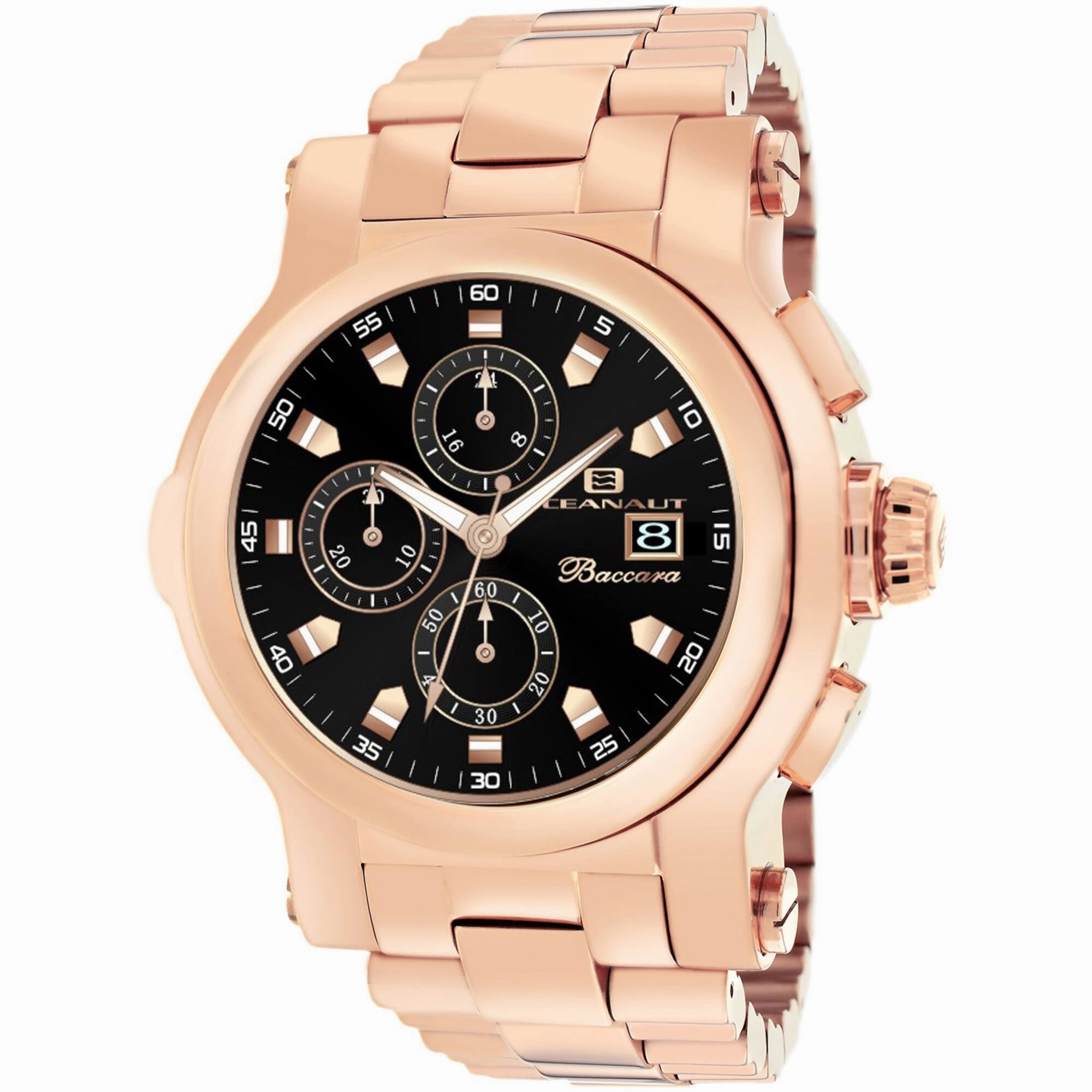 Oceanaut Men's Watch - Baccara XL Black Dial Rose Gold Case Steel Bracelet | OC0827