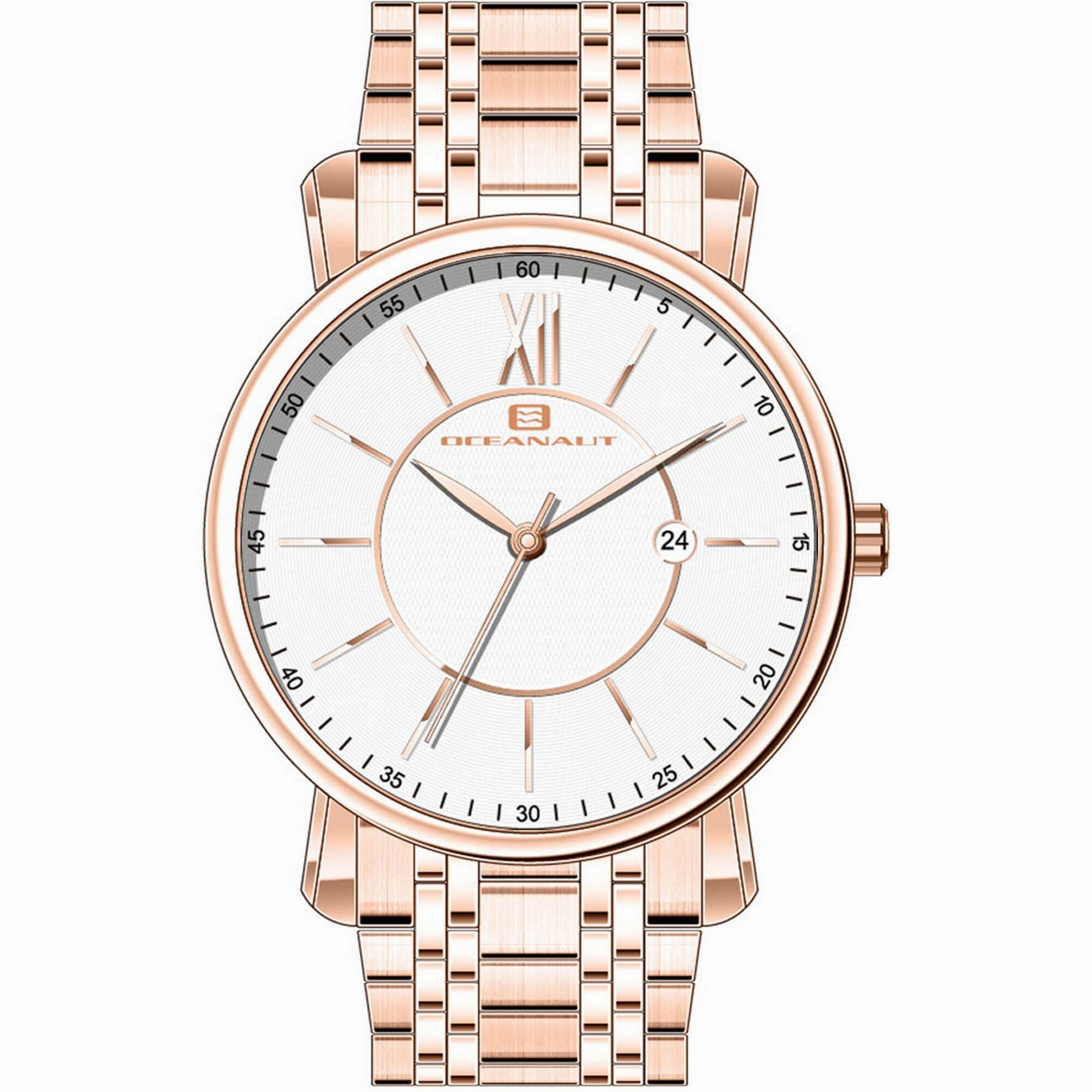 Oceanaut Men's Watch - Expedition White Dial Rose Gold Case Steel Bracelet | OC4984