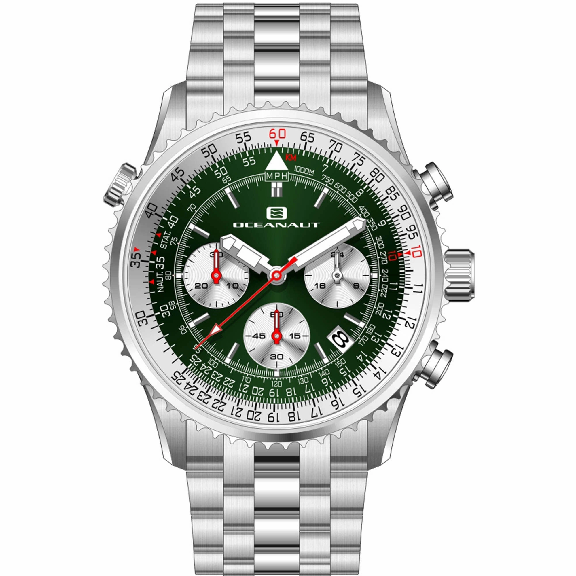 Oceanaut Men's Watch - Flight Quartz Green Dial Stainless Steel Bracelet | OC0123