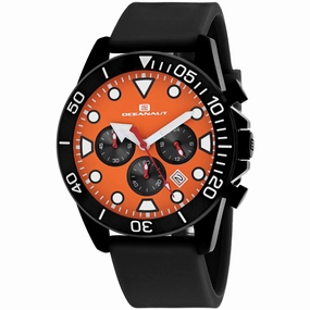 Oceanaut Men's Watch - Naval Quartz Black Case Orange Dial Rubber Strap | OC1312