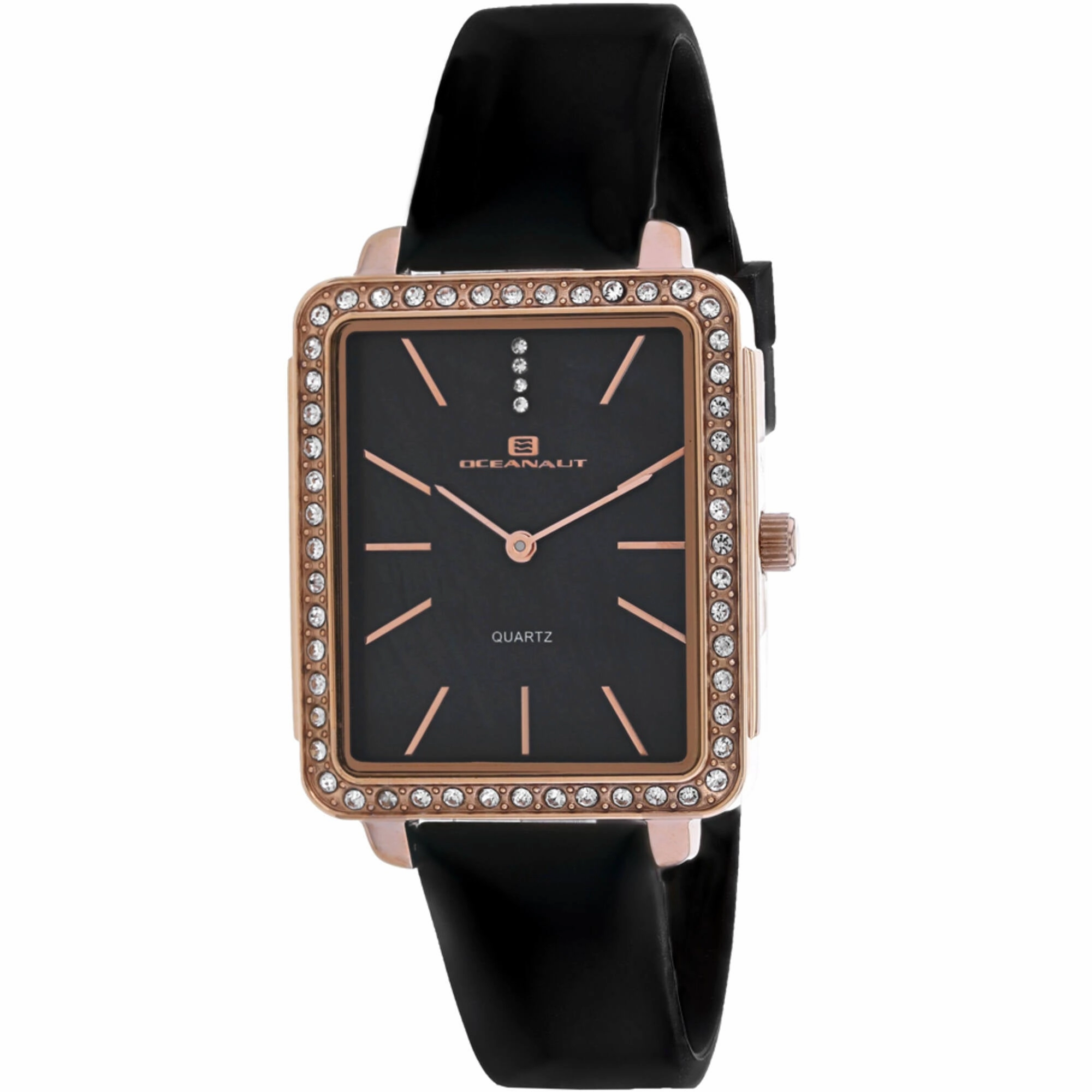Oceanaut Women's Watch - Adorn Rose Gold Case Black Dial Rubber Strap | OC0275