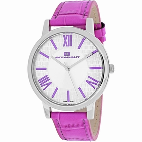 Oceanaut Women's Watch - Moon Silver Tone Case White Dial Leather Strap | OC7212
