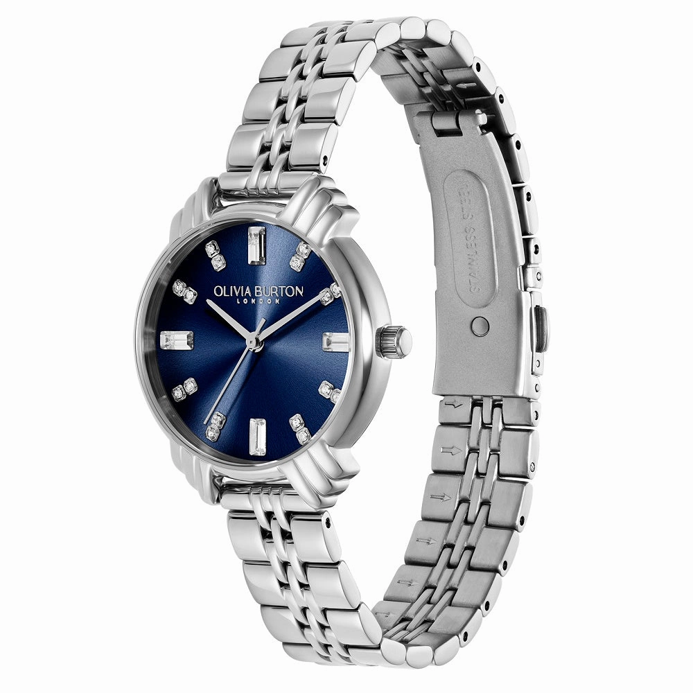 Olivia Burton Art Deco Blue and Silver Ladies Watch OB16DC01