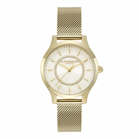 Olivia Burton Classic Wonderlust Ivory and Gold Mesh Watch 24000214