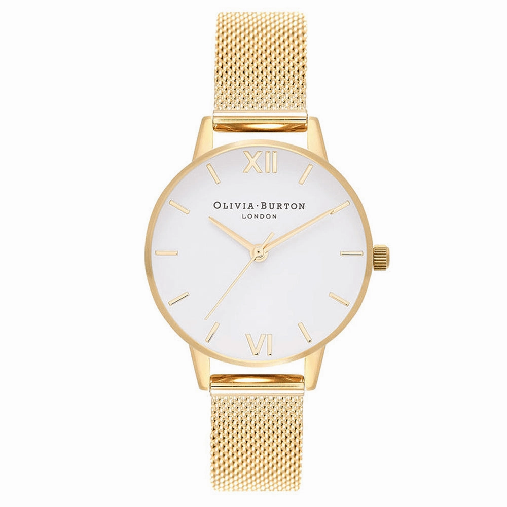 OLIVIA BURTON OB16MDW35 White Dial Gold Women's Mesh Watch