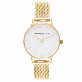 OLIVIA BURTON OB16MDW35 White Dial Gold Women's Mesh Watch