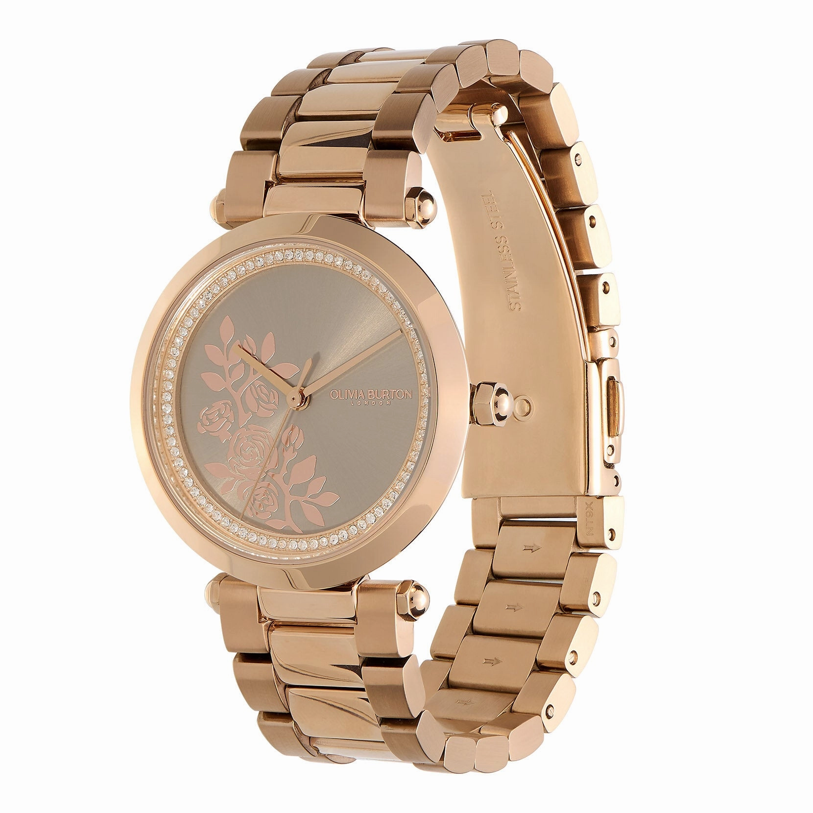 Olivia Burton Signature Floral T-Bar Rose Gold Ladies Watch 24000044
