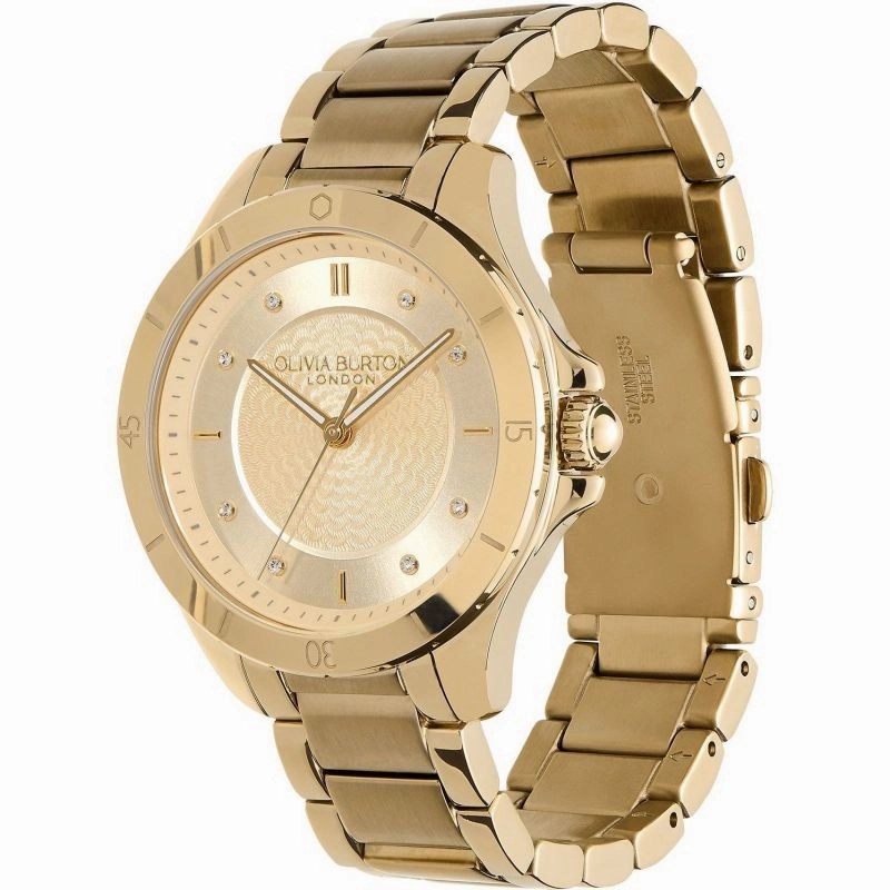 Olivia Burton Sport Luxe Guilloche Gold Ladies Watch 24000040