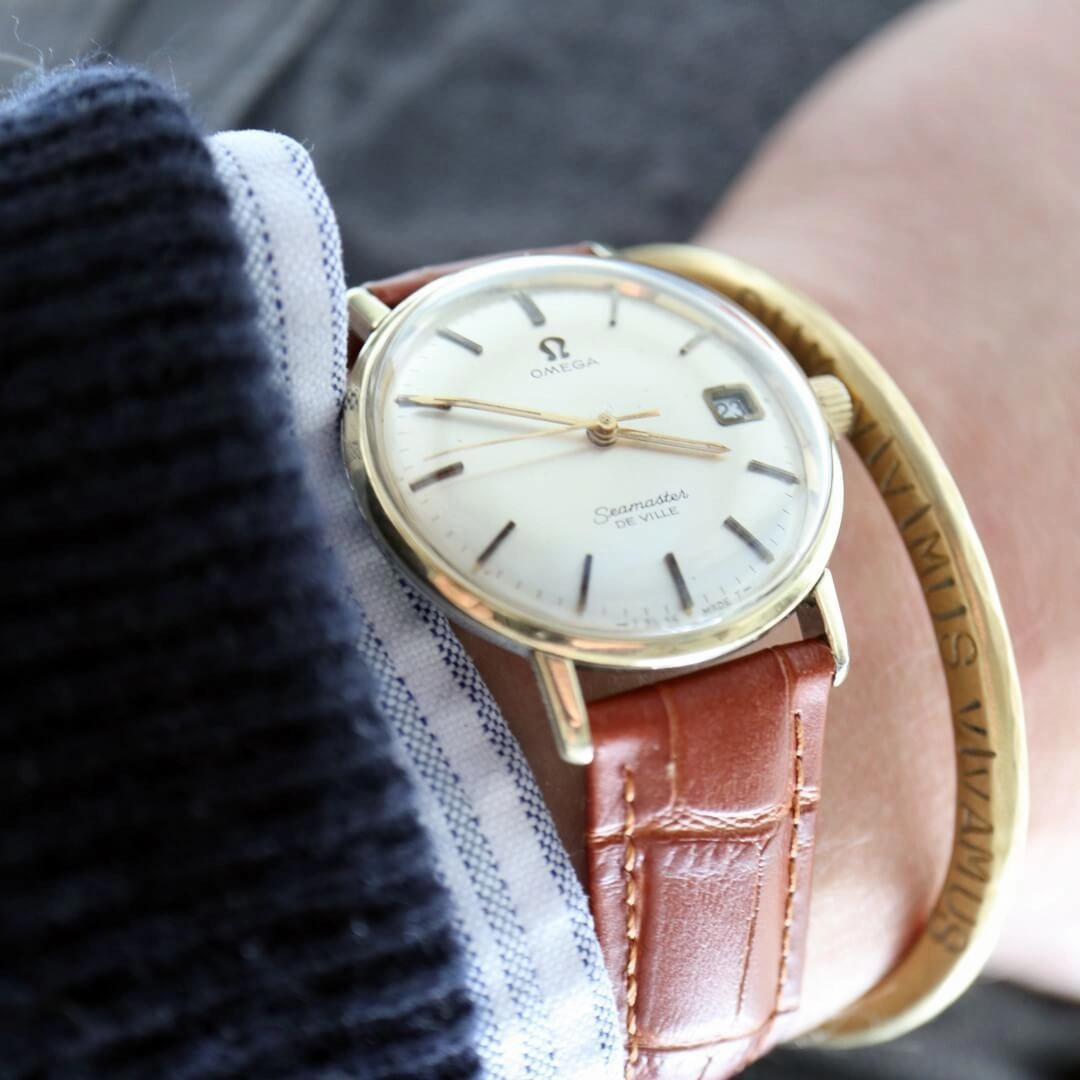 Omega Seamaster De Ville, 14k Gold Cap, Year 1968 Men's Vintage Watch