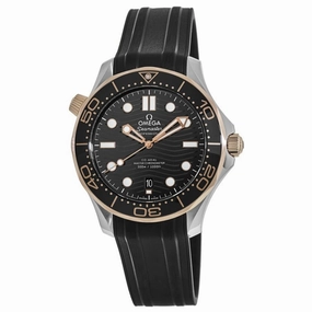 Omega Seamaster Diver 300M Sedna Gold & Steel Black Dial Rubber Strap Men's Watch 210.22.42.20.01.002