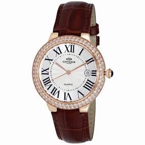 Oniss Women's Watch - Glam Collection Quartz White Dial Leather Strap | ON3322-LRGWT