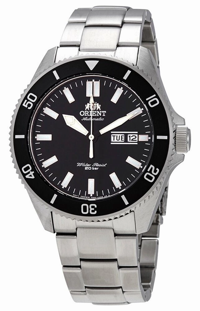 Orient Kanno Automatic Stainless Steel Black Dial Day-Date Divers Mens Watch RA-AA0008B19A