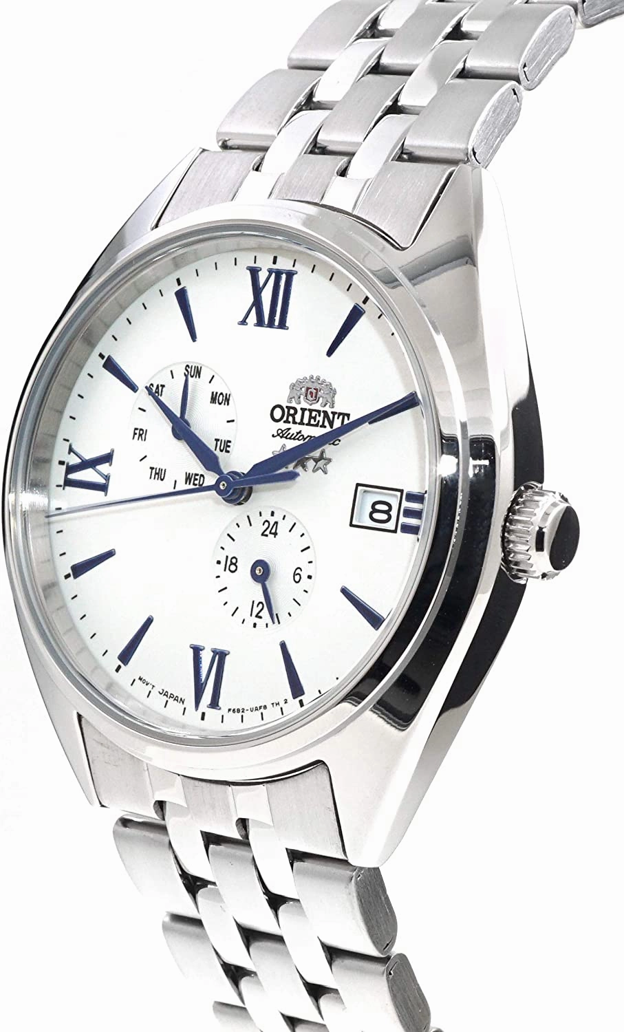 Orient Tristar Automatic Stainless Steel White Dial Day-Date Mens Watch RA-AK0506S10B