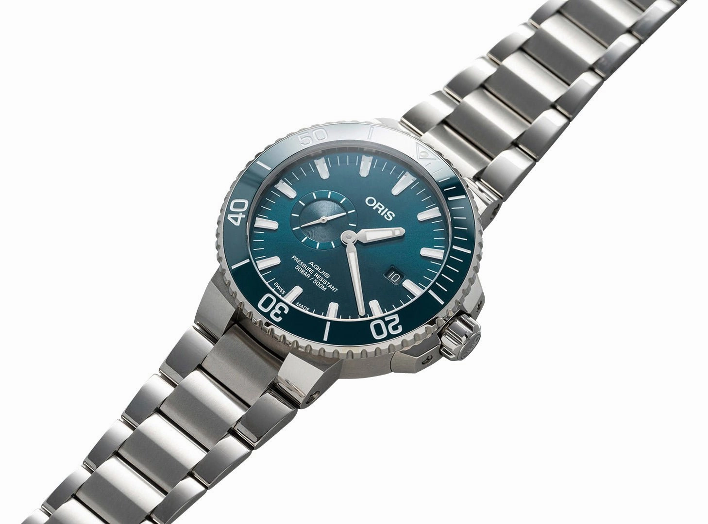Oris Aquis Automatic Stainless Steel Blue Dial Date Divers Mens Watch 743 7733 4155-MB