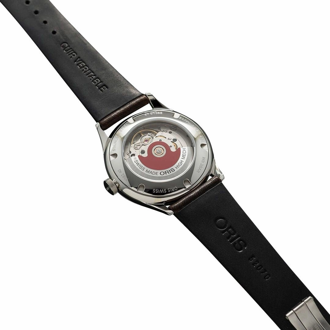 Oris Artelier S Automatic Stainless Steel Green Dial Brown Leather Strap Unisex Watch 733 7762 4057-07 5 20 70FC
