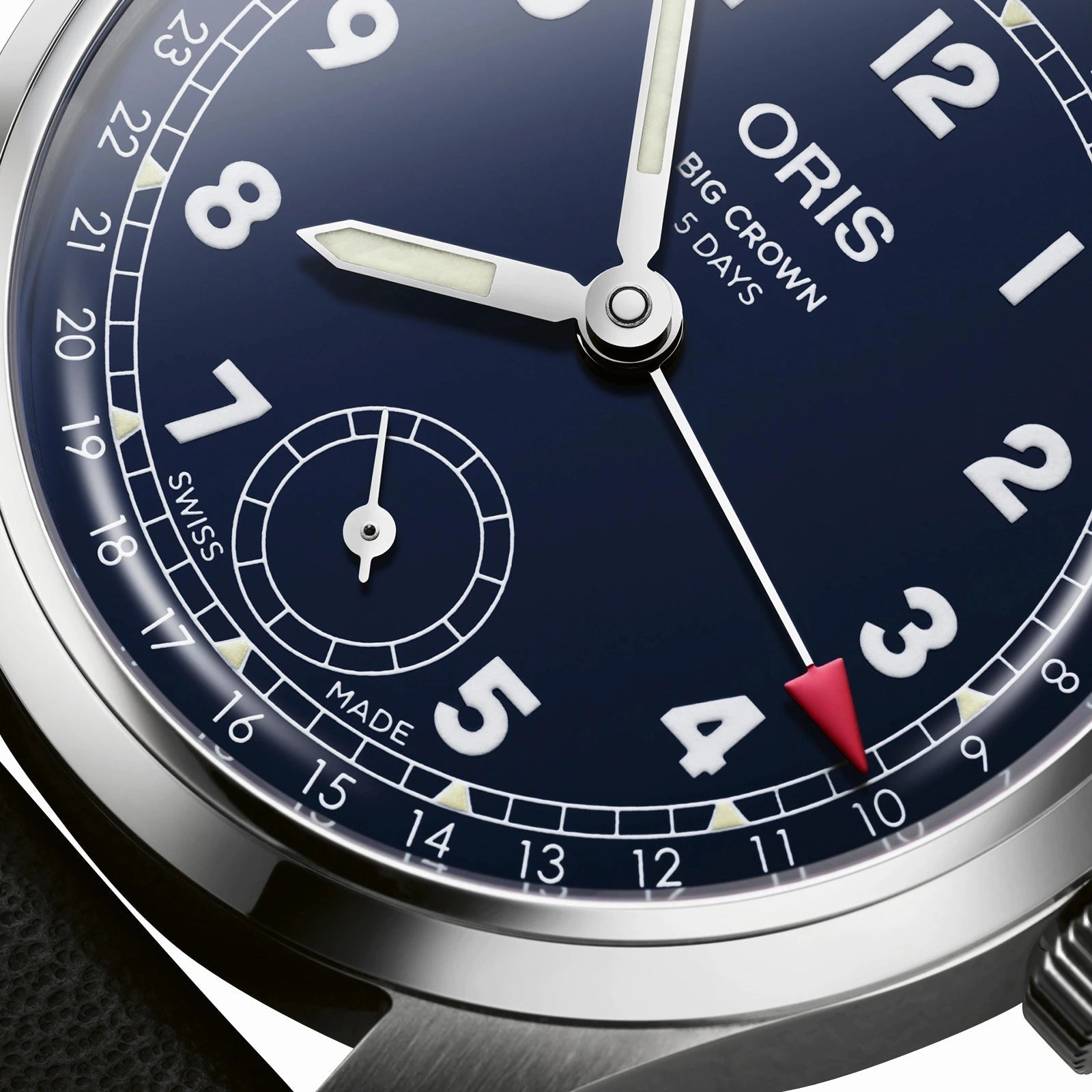 Oris Big Crown Pointer Date Automatic Stainless Steel Blue Dial Black Leather Strap Mens Watch 403 7776 4065-07 5 19 11