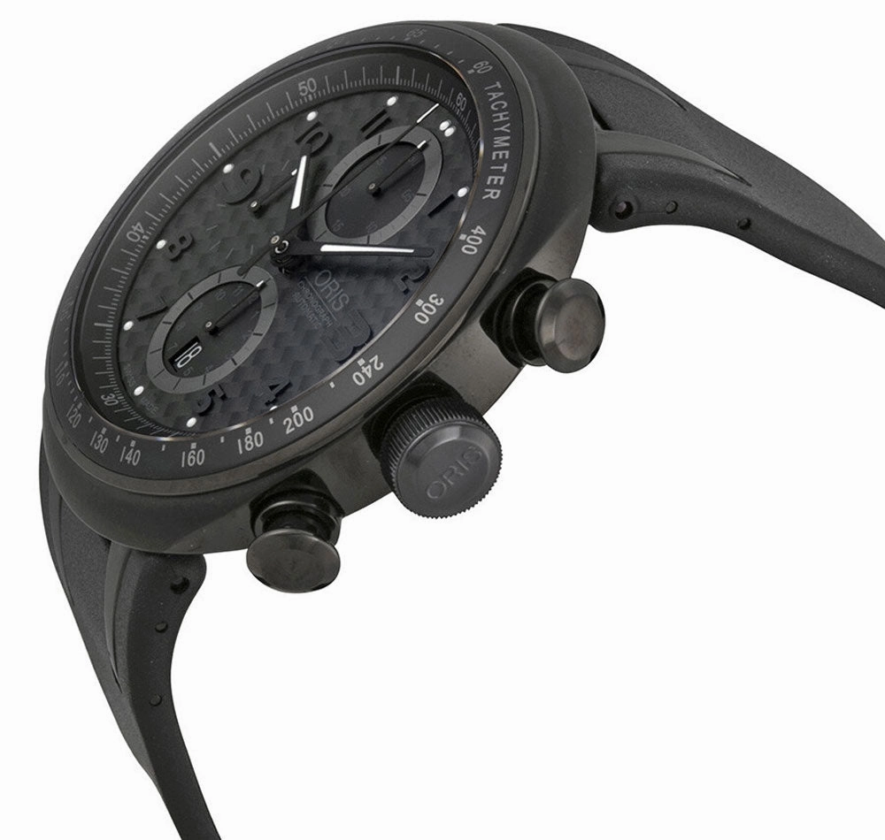 Oris TT3 Chronograph Automatic Black Ion-Plated Titanium Black Rubber Date Mens Watch 01 674 7611 7764-07 4 28 02B