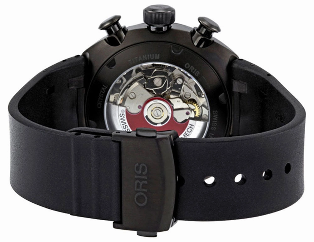 Oris TT3 Chronograph Automatic Black Ion-Plated Titanium Black Rubber Date Mens Watch 01 674 7611 7764-07 4 28 02B