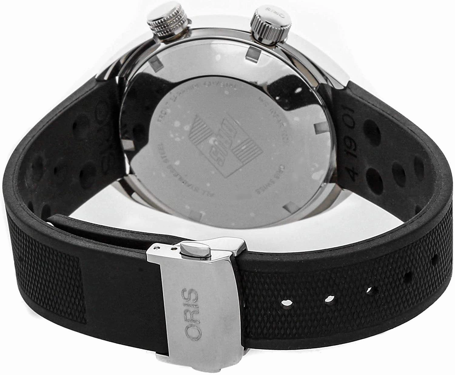 OrisChronorisAutomatic Stainless Steel Black Rubber Strap Black Dial Date Mens Watch 733 7737 4054-RS