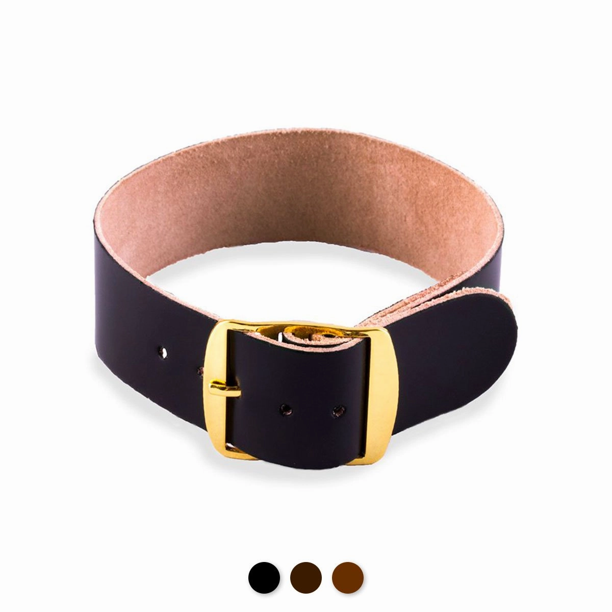 Perlon leather watchstrap - Cordovan (black, dark brown, medium brown)