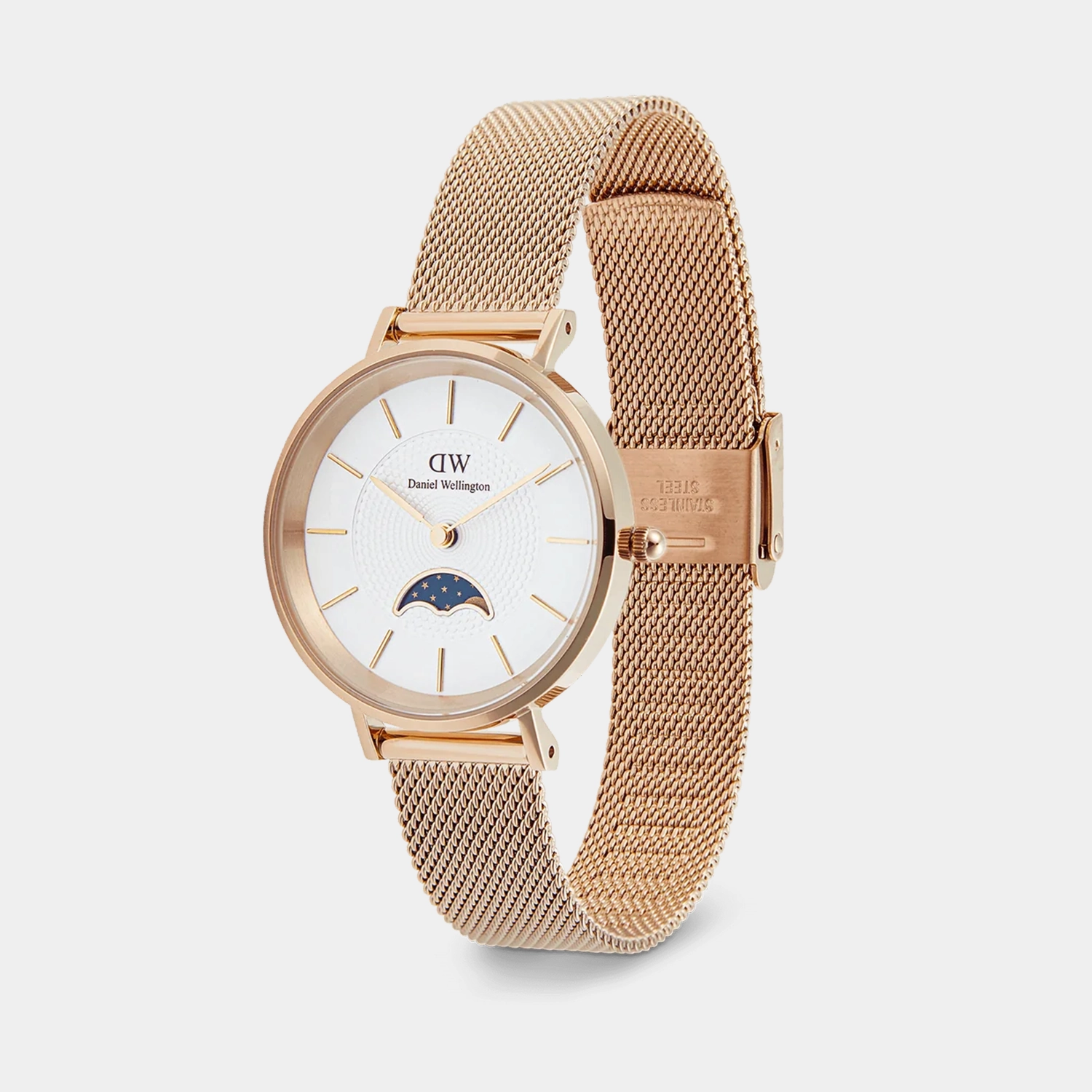 Petite Lune Melrose Women Quartz White Dial Analog Mesh Watch DW00100773