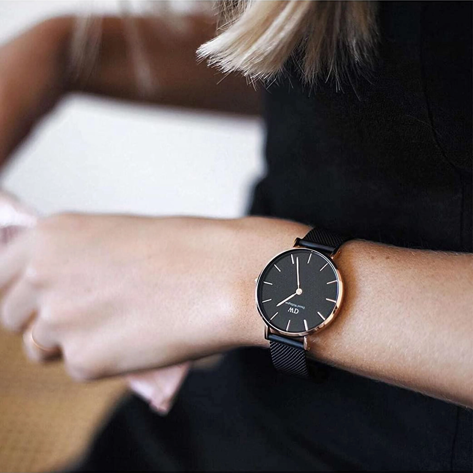 Petite Women's Black Analog Stainless Steel Watch DW00100201