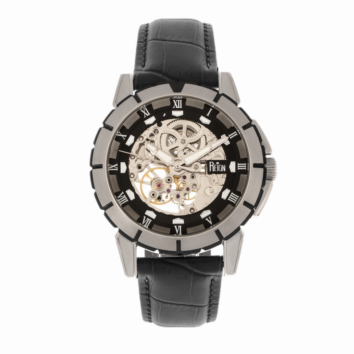 Philippe Automatic Skeleton Leather-Band Watch