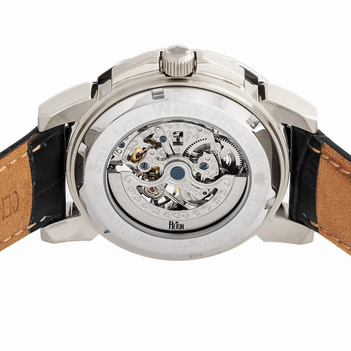 Philippe Automatic Skeleton Leather-Band Watch