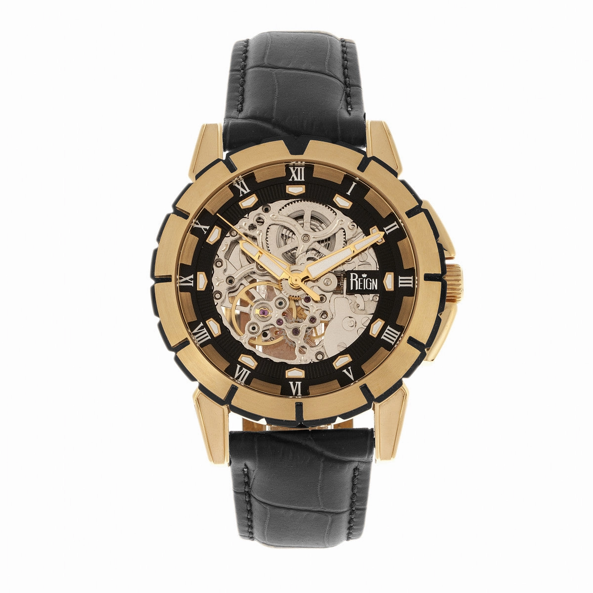 Philippe Automatic Skeleton Leather-Band Watch