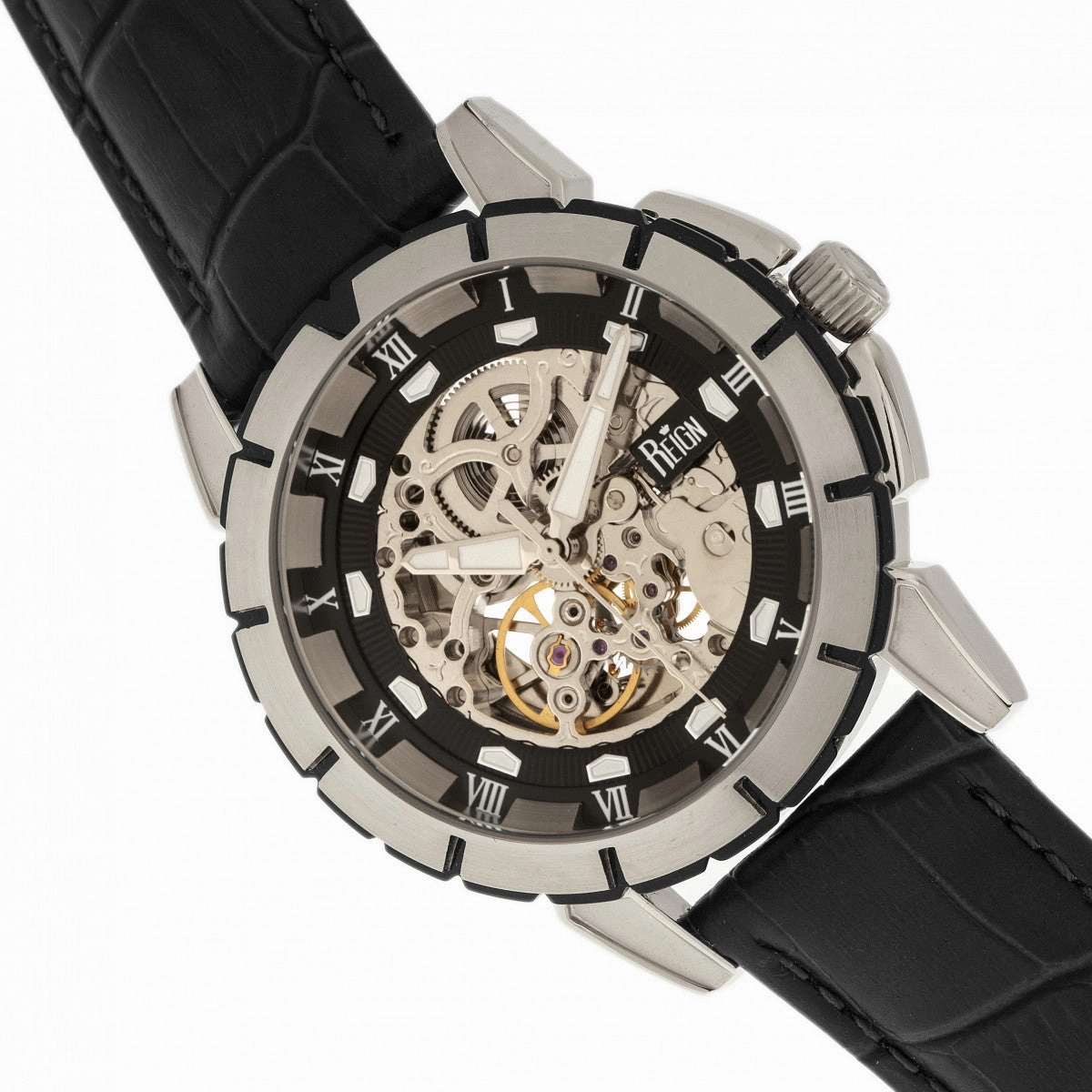 Philippe Automatic Skeleton Leather-Band Watch