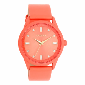 Pink shell coloured OOZOO watch with leather strap - C11285