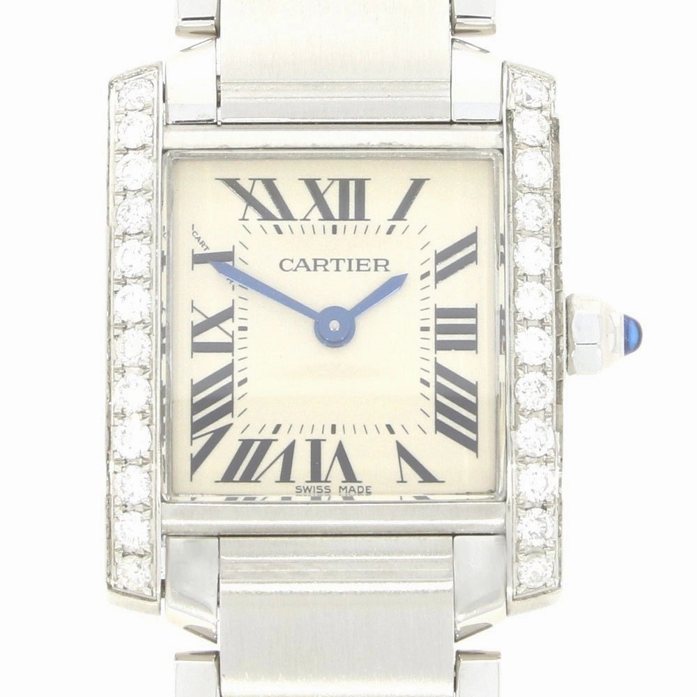 Pre Owned Cartier Tank Francaise Steel Ladies Watch Diamond Set W51003Q3 RW0632