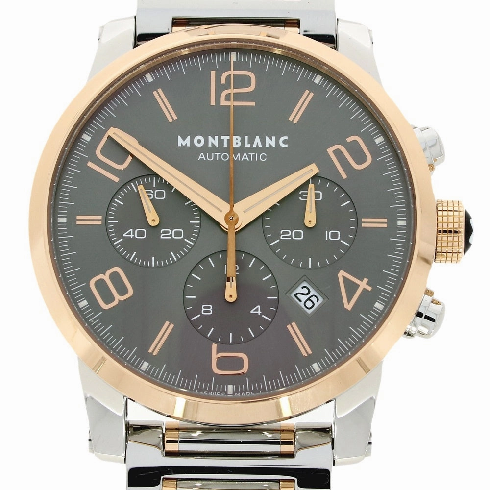 Pre Owned MontBlanc TimeWalker Chronograph 43mm Mens Watch Steel 18ct Rose Gold 107321 RW0595 (2012)