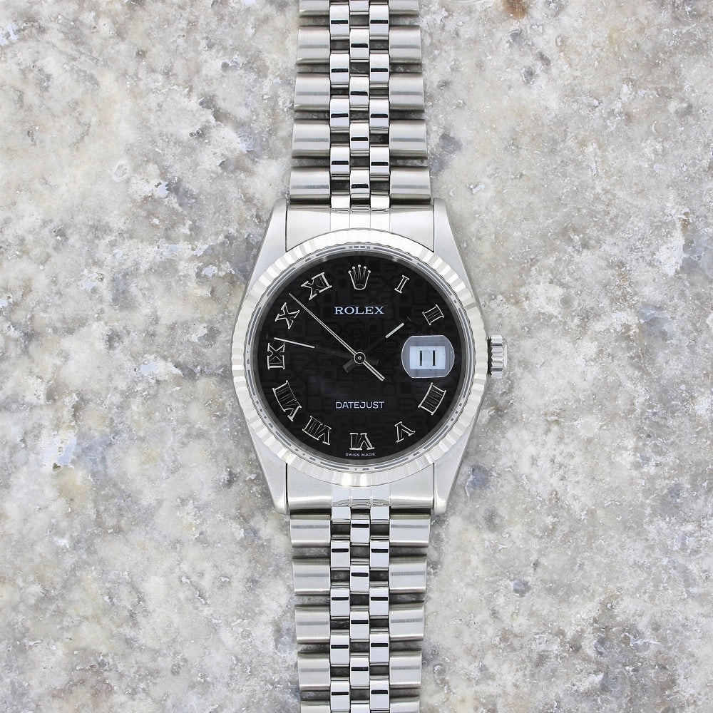 Pre Owned Rolex Oyster Perpetual Datejust 36 Jubilee Mens Watch 16234 Papers RW0485 (1997)