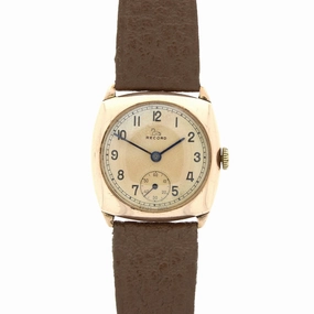 Pre Owned Vintage Record Swiss 9ct Rose Gold Mid Size Ladies Strap Watch RW0579