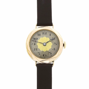Pre Owned Vintage Rolled Gold Leather Strap Mechanical Ladies Watch RW0588