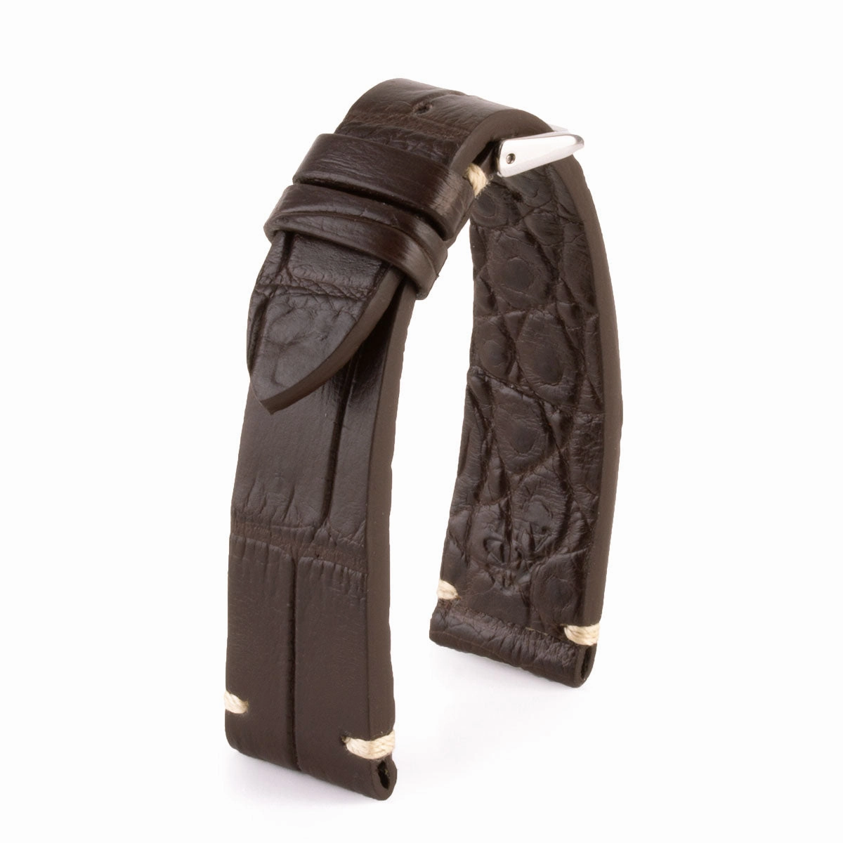 Premium Vintage watchband - Alligator leather strap (black, brown, grey, blue, kaki, red...)
