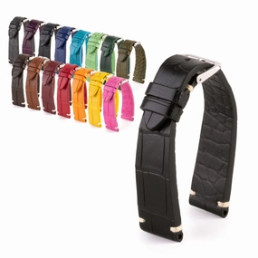 Premium Vintage watchband - Alligator leather strap (black, brown, grey, blue, kaki, red...)