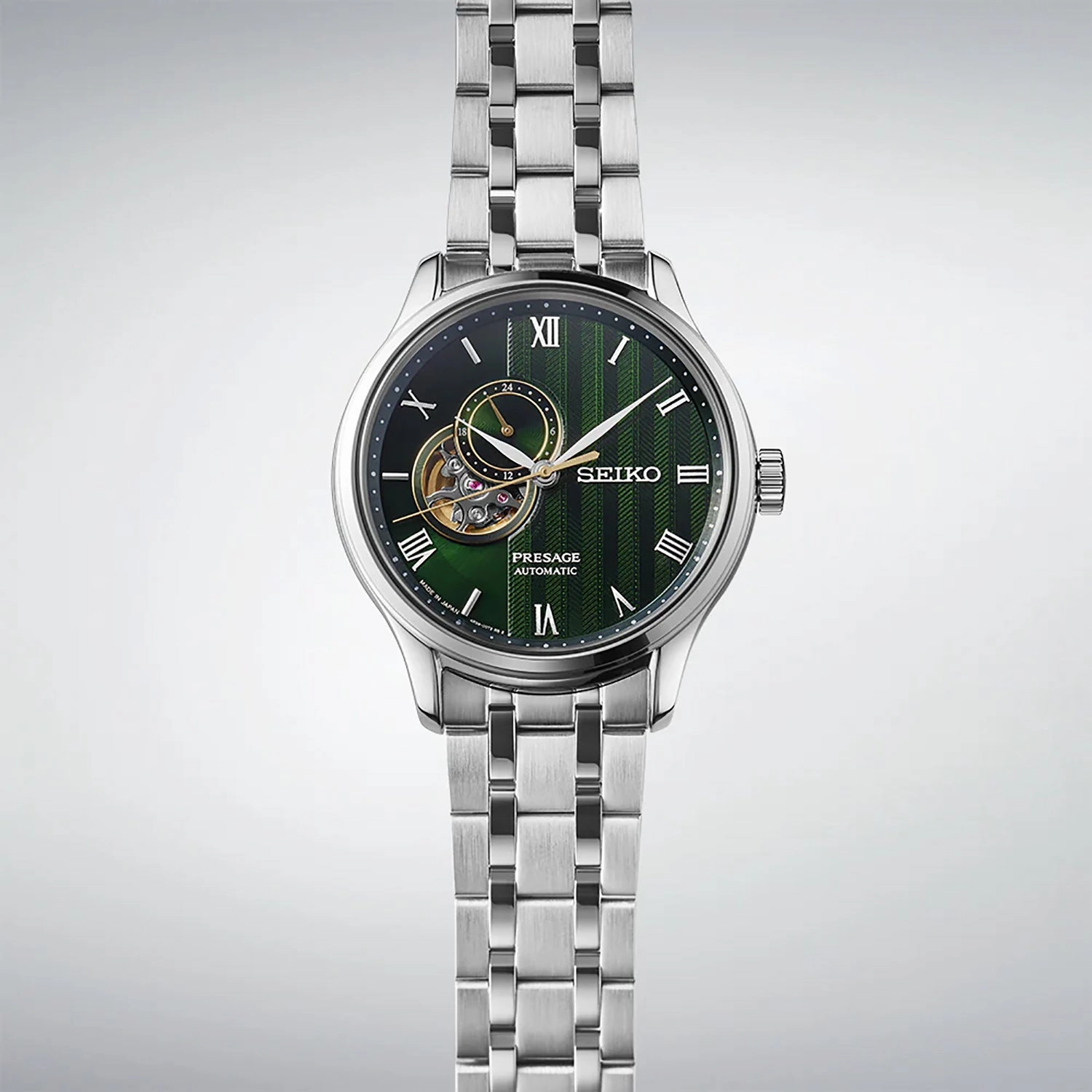 Presage Japanese Zen Garden Men Automatic Green Dial Analog Stainless Steel Watch SSA463J1