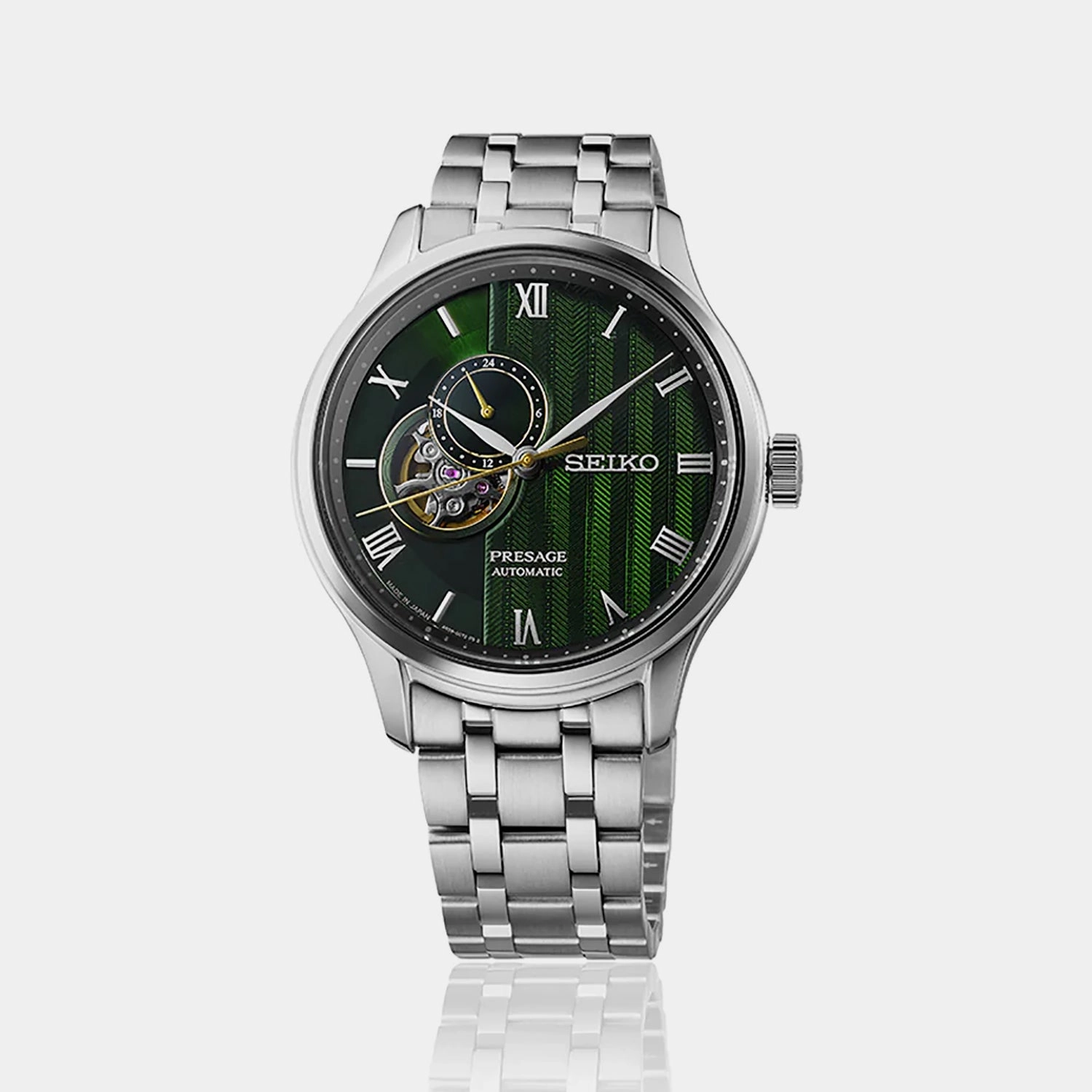 Presage Japanese Zen Garden Men Automatic Green Dial Analog Stainless Steel Watch SSA463J1